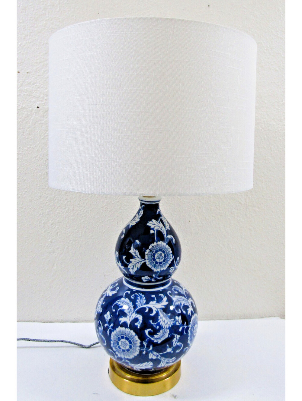 Jonathan Y 27" Blue/White Ceramic Chinoiserie Floral Double Gourd Table Lamp